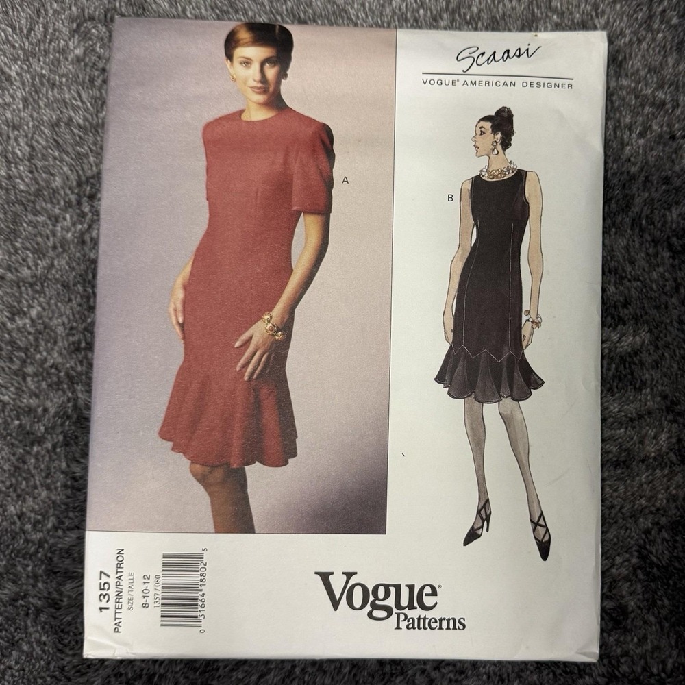 Vintage Vogue American Designer‎ pattern by Scaasi, #1357. sized 8-10-12. UNCUT